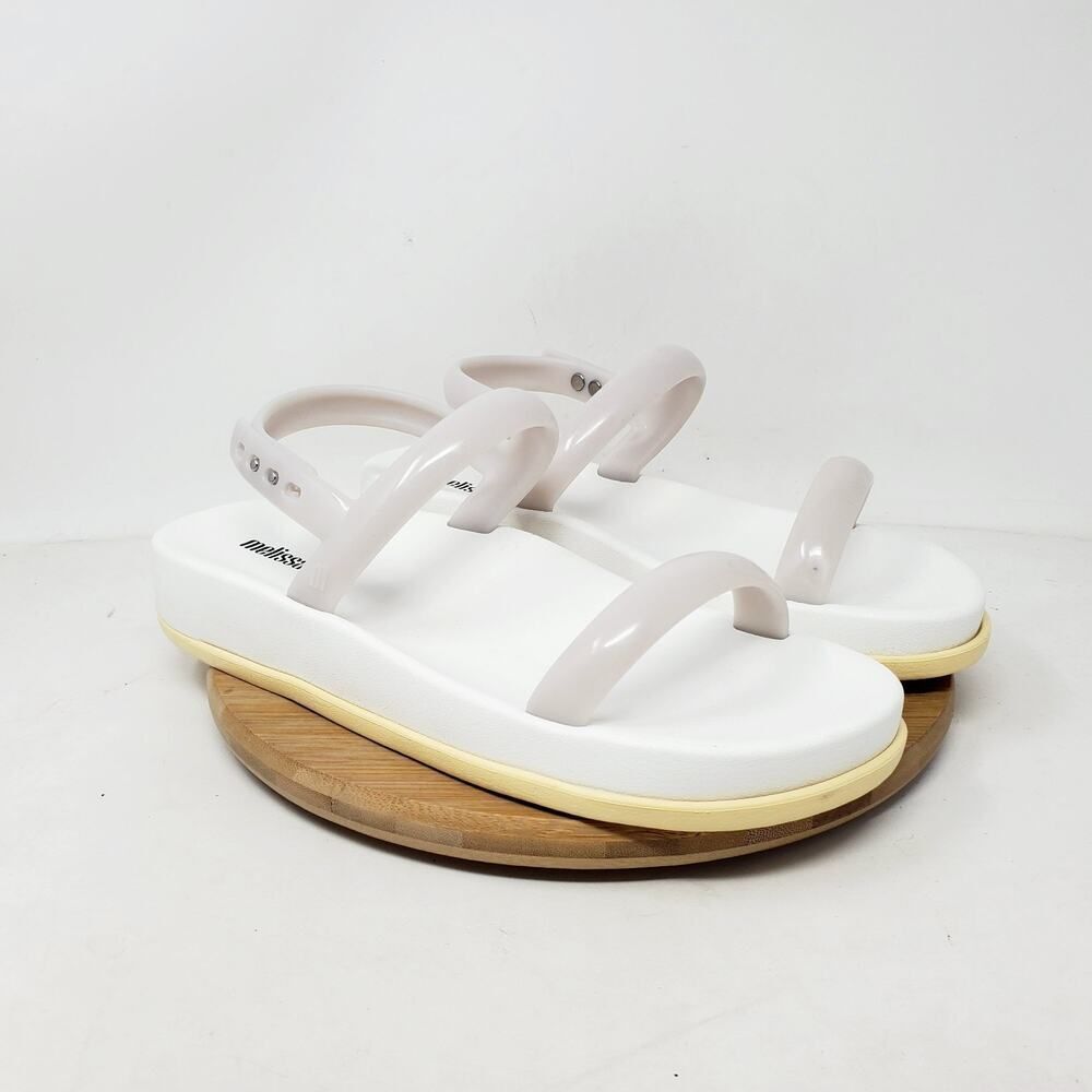 Melissa Soft Wave Sandals Womens 9 Jelly‎ White Grey Beach Pool Strappy Shoes